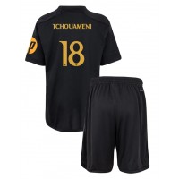Real Madrid Aurelien Tchouameni #18 Tretí Detský futbalový dres 2023-24 Krátky Rukáv (+ trenírky)